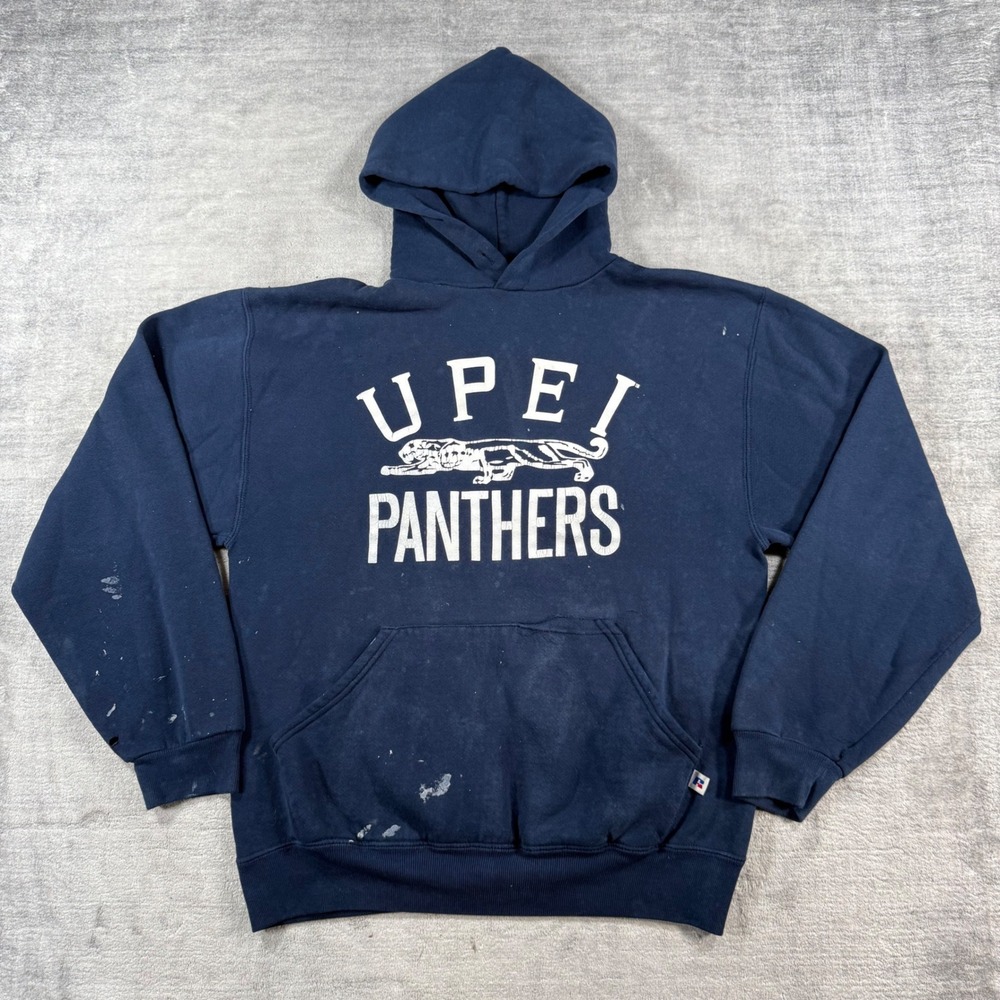 Russell Athletic Sweatshirt Mens Medium Navy Vintage UPEI Panthers Distressed